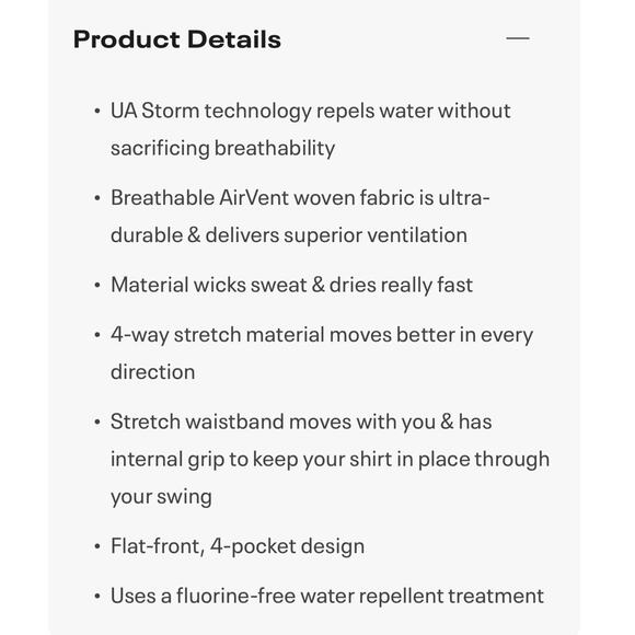 Under Armour Shorts Black HeatGear PGA Golf Tour Mens 34 New Fast Ship - Picture 4 of 10